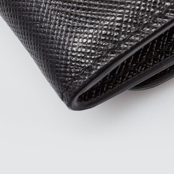 Prada Black Saffiano Leather Metal Pins Large Flap Wallet - 1MH132 - Picture 4 of 12